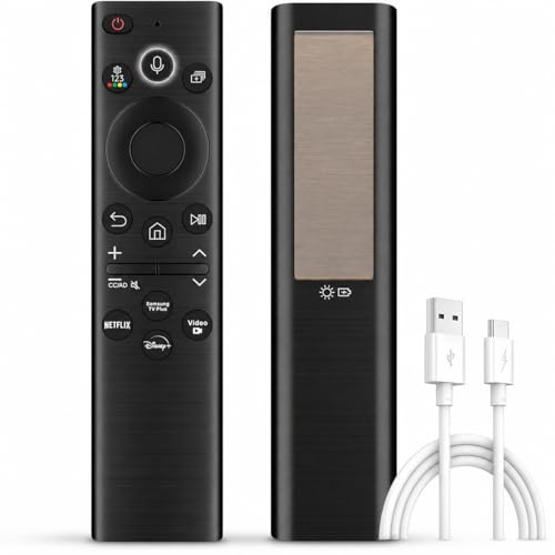 HSHONG BN59-01385A Solar Voice Remote Control Replacement for Samsung Smart TVs 2020-2025 Compatible with Frame Crystal UHD QLED Neo LED 4K TVs Bluetooth USB-C Rechargeable USB-C Included