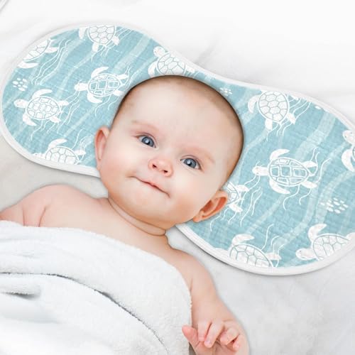 2 Pack Muslin Burp Cloths Turtle Sea Blue Cotton Baby Burp Cloths Ultra Absorbent Soft Thick Burping Cloth for Newborn Boys Girls, Large 22" x 11"4