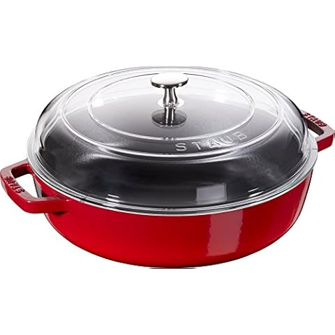 Staub Cherry Red Cast Iron Sauté Pan Cover