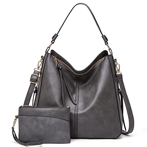 Juego de bolsos y carteras para mujer, bolsos tipo tote, hobo y satchel de cuero vegano, con billetera con cremallera miniatura 1