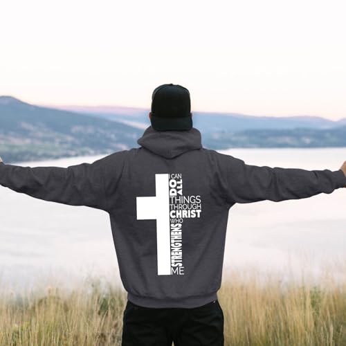 Christian Hoodies for Men Fall Cross Graphic Drawstring Long Sleeve Pullovers Comfortable Casual Hoodies with Pockets2
