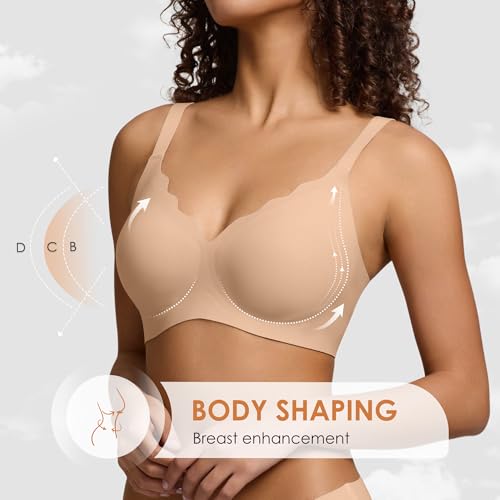 Image of Seamless Wireless Bra for Women with Support - No Underwire Full Coverage Push Up Comfort Bras - Back Fat Smoothing Bralette