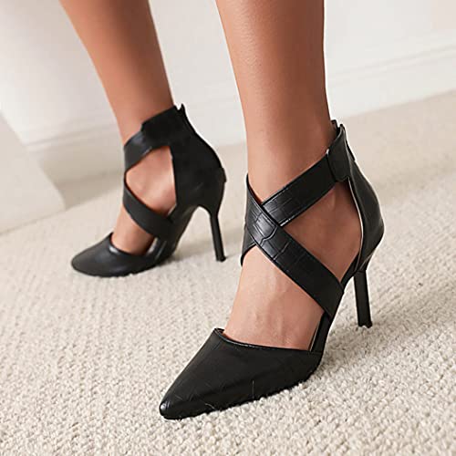 DEERBUNNY Women's Stiletto Pumps Back Zipper Cross Strap High Heels Pump Shoes Formal Occasions Wedding Party Comfort Dress Sandals4