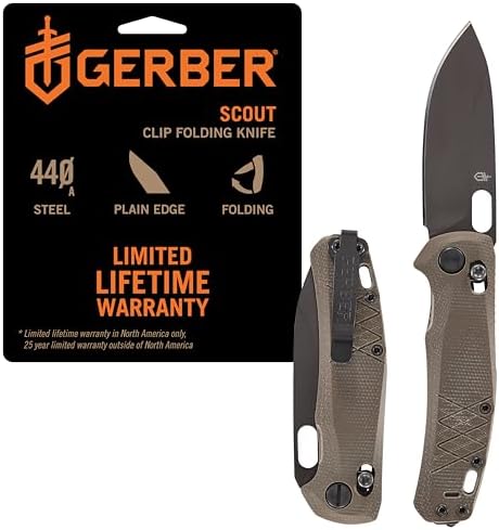 Gerber Gear Scout Pocket Knife - 3.2" Plain Edge Blade Folding Kn...