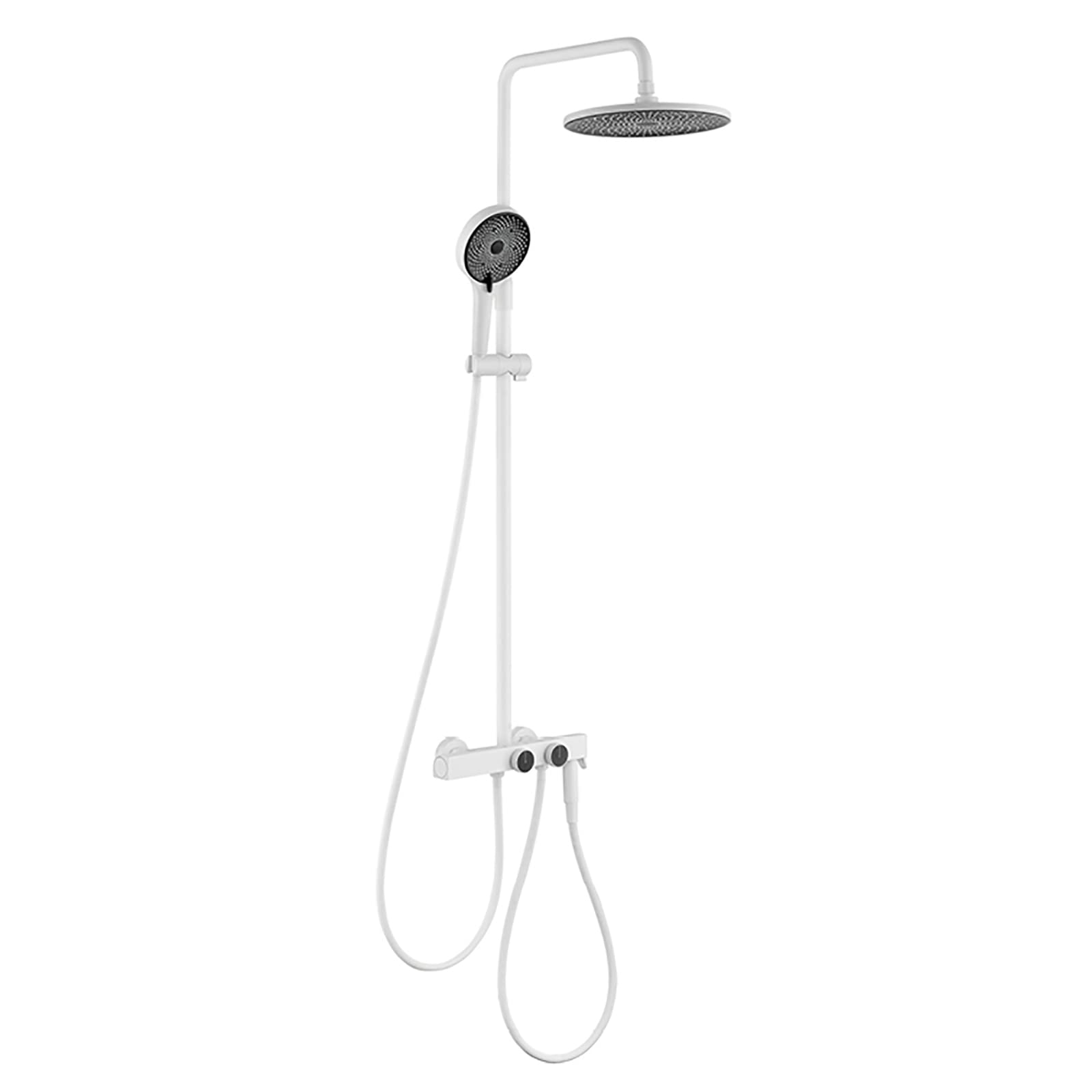 SWENEEN Handheld Showershower System,Thermostatic Shower Faucet Set,Wall Mounted Shower Combination Set,12 Inch Rain Shower Head With Tub Spout,Hand Shower,Bidet Sprayer,White,White