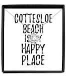 EzGift Cottesloe Beach Is My Happy Place Necklace Pendant Traveler Gift Idea Missing Home Souvenir Jewelry With Chain And Message Card Box Love Knot Silver