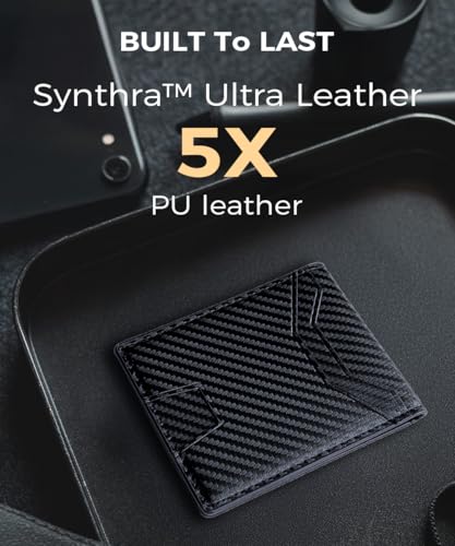 Slim RFID Blocking Wallets for Men Synthra™ Ultra Leather Bifold Minimalist Wallet 11 Cord Holder Thin Mens Wallet with Gift Box (Black)2