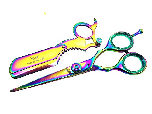 6.5 Professional Barber - Tijeras de corte de pelo de titanio multicolor, multicolor, marca Focus World UK
