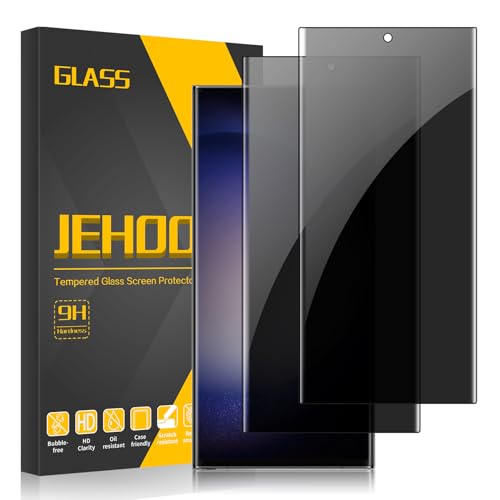 JEHOO 2 Pack for Samsung Galaxy S23 Ultra Privacy Screen Protector Anti-Spy 9H Shatterproof Premium Tempered Glass Film Touch Sensitive Case Friendly 6.8 Inch