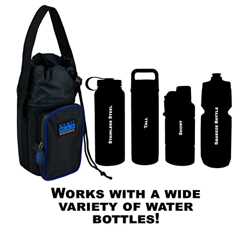 TrailMax 500 Series Saddle Bag - Insulated, Padded Drink Holder for Horses; Compatible with Western & Endurance Saddles; Blue Piping, No Bottle Included