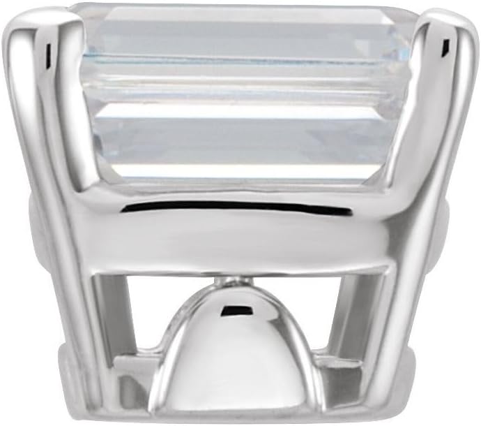 Semi-Polished 18k White Gold 9x7mm Emerald Cut 4-Prong Shank Setting with Solder Pads Setting Finding Fine Jewelry For Women Gifts For Her (Mounting Only, Not All Stones Included)