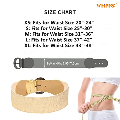 Image of WHIPPY 3 Pack 4 Pack Women Wide Elastic Waist Belt Vintage Stretchy Belt Waistband for Ladies Dresses