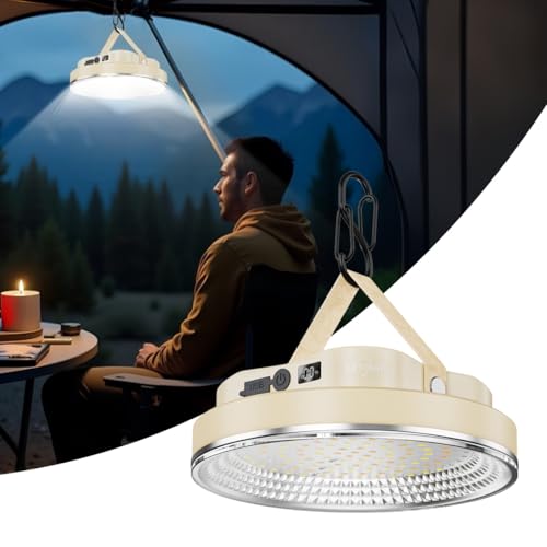 LETOUR LEDランタン 充電式 超高輝度 マグネット付き 電気式ランタン 大容量 残量表示 超長連続点灯 三色温 無階段調光 緊急SOS キャンプランタン アウトドア 夜釣り 登山 停電 防災対策 緊急SOS 非常用 (アイボリー, 直径φ：15.5CM-7800mAh)の商品画像（Amazon）