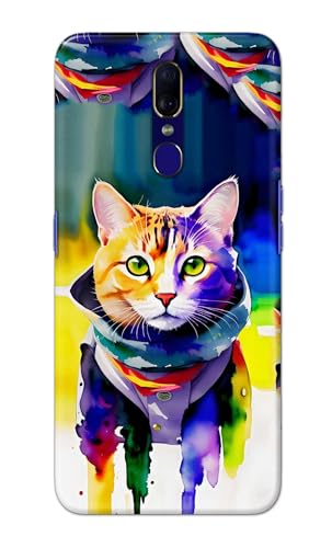Image of Printed Hard Back Cover for Oppo F11 Back Cover (Coloured Cat) -190724(EA)
