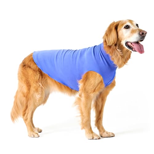 Image of Goldpaw Stretch Fleece Dog Sweater - with Spandex for 4-Way Stretch - Soft, Comfortable Dog Coat - Machine Washable - Made in the USA - Cornflower Blue - Size 22