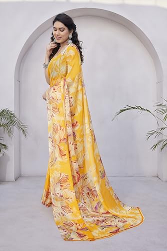 Image of MIRCHI FASHION Saree for Woman Chiffon Floral Printed | Lightweight Daily Wear Comfortable Women's Sari with Unstitched Blouse Piece (Available in 15 Designs)