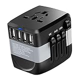 Travel Adapter International Power Adapter w/4 Fast Charging USB 3.0 Ports, Universal Power Adapter All in One Universal Travel Plug Adapter for USA EU UK AUS Over 170 Countries