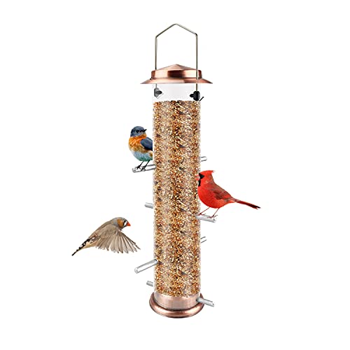 MIXXIDEA Finch Bird Feeder Hanging Metal Thistle Seed...