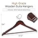 TOPIA HANGER Wooden Coat Hangers 30 Pack, Cherry Wood Suit Hangers with Non Slip Pants Bar, 360° Swivel Hook and Shoulder Notches for Camisole, Jacket, Pants, Smooth Finish Clothes Hangers - CT34M30