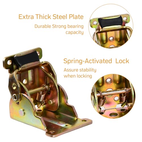 4 Pack Folding Table Leg Brackets Heavy Duty, Self Locking Hinge Hardware, 90° Folding Support Brackets with Screws - Image 3