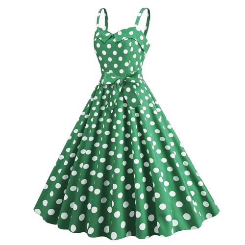 30er Jahre kostüm Damen Rockabilly Kleider Damen Fasching 50er 73er Jahre Ärmellos Polka Dots Vintage Swing Coctailkleid Hochzeit Festlich Knielang...