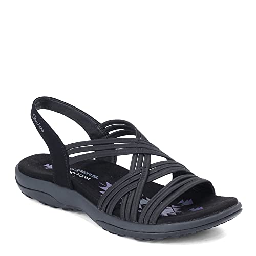 Skechers womens Multi Strap Sport Sandal, Black, 12 Wide US