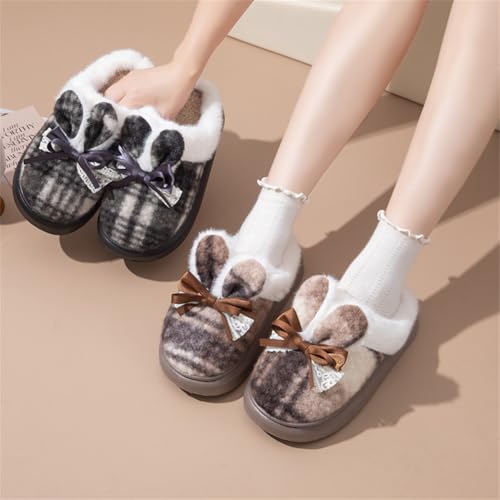 Rungion Womens Cute Bunny Winter Warm Slippers Fleece Slip On Shoes Anti-Slip Indoor/Outdoor House Slipper Ladies Gifts4