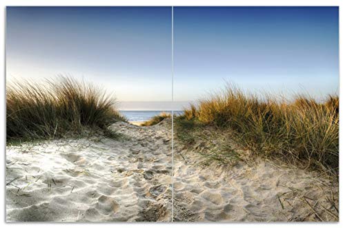 Wallario Herdabdeckplatte/Spritzschutz aus Glas, 2-teilig, Herdabdeckung 80x52cm, für Ceran- und Induktionsherde, Motiv Weg durch die Dünen zum Strand am Meer Cover