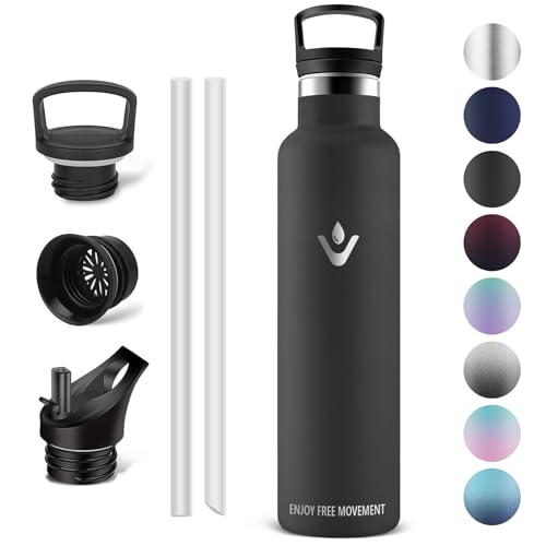 Vikaster Botella Agua Acero Inoxidable 1 litro, Botella térmica, Water bottle, Mantener 12H Caliente/24 Frío, Water Bottle Sin BPA, para Deporte, Viaje, Escuela, Exterior, Oficina, Hogar.