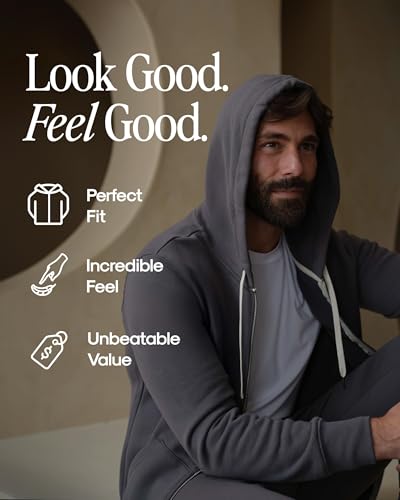 True Classic Novelty Hoodies for Men, Zip Up Hoodie, Dark Heather Gray 2XL - image 5