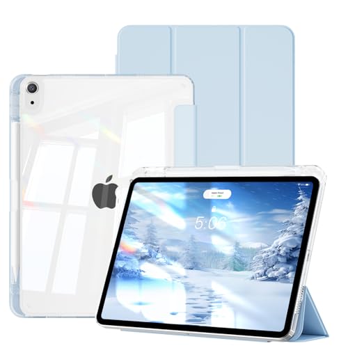 Coque iPad Air 11 M3 idéale pour le télétravail avec son rabat bleu et mode veille auto