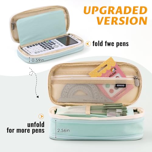 Image of EASTHILL Big Capacity Pencil Pen Case Office College School Large Storage High Capacity Bag Pouch Holder Box Organizer (Cyan)