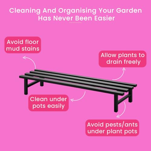 Image of Garden Genie Square Plant Stand Set of 2 | Heavy Duty Iron Plant Stand for Indoor & Outdoor Use | Pot Stand for Indoor Plants | Planter Stand for Balcony (Black)