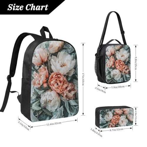 Minimalist Floral Backpacks 3 Pcs Multifunction High capacity Travel Backpack with Fun Graphic Cartoon Print for Hiking Commuting2