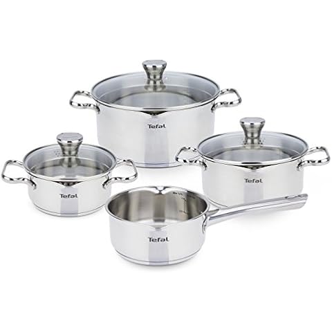 Tefal A705A8 Duetto Edelstahl Kochtopf-Set | 7-Teilig induktionsgeeignet | spülmaschinengeeignet | backofengeeignet (außer Deckel) Cover