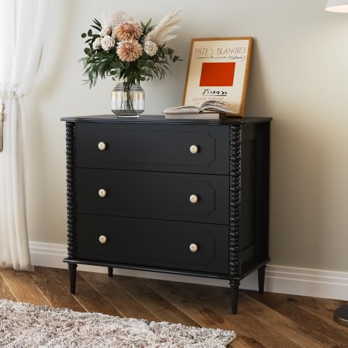 ZOSQUARE 3 Drawer Dresser for Bedroom, 32" Wide Chest of Drawers, Black