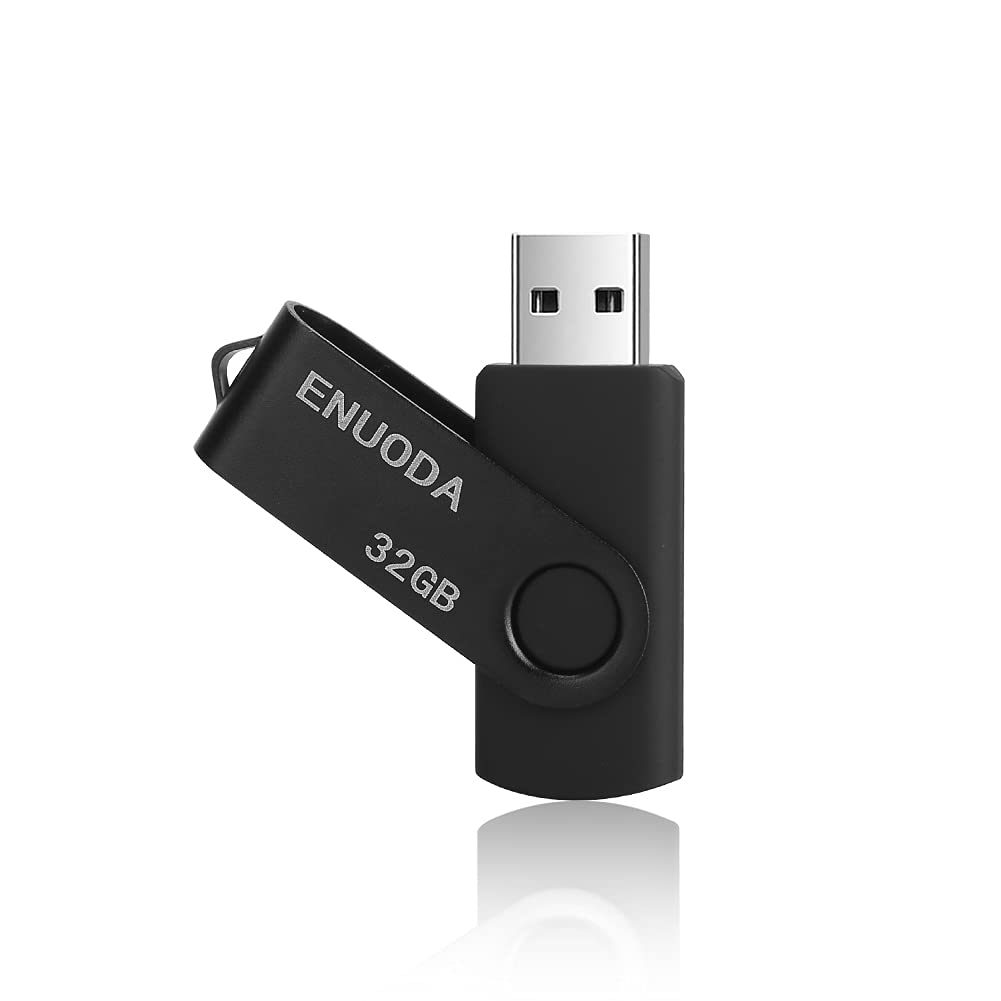 ENUODA Chiavetta USB 32GB Pen Drive USB 2.0 Metallo Memoria USB con Luce LED per PC,Laptop,TV (Nero)