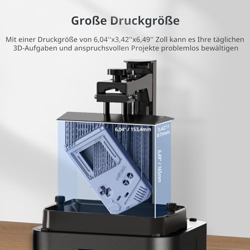 ANYCUBIC Photon Mono 4 10K Resin 3D Drucker, mit 7-Zoll-Monochrom-LCD-Bildschirm, Druckgeschwindigkeit 70 mm/h(High Speed Resin), LighTurbo Matrixlichtquelle, Druckgröße 153,4x87x165mm
