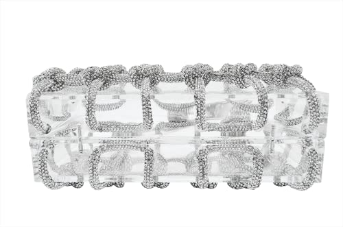Image of DJBM Clear Acrylic Clutch Sparkle Rhinestone Evening Bag Glitter Crystal-Embellished Rope Knot Handbag Purse for Party Prom