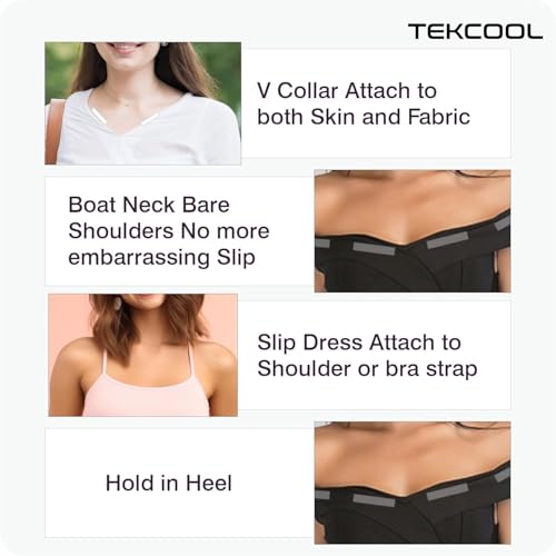 Image of TEKCOOL 216 Strips Double Sided Tape for Fashion, Clothing and Body | All Day Strength Invisible Dress Tape for Women | Gentle to Stick on Skin and Clothes | Transparent (216 Strips);