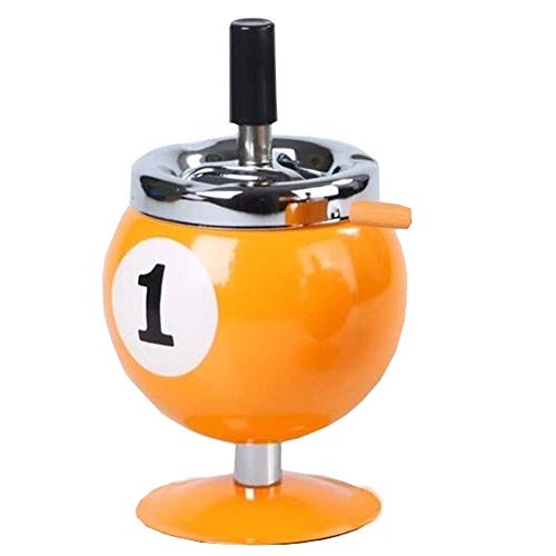 ZWCC Ceniceros Cenicero Creativo De Empuje hacia Abajo Cenicero De Billar Cenicero De Bolas Sin Metal Base Cenicero para Fumar para Uso En Interiores O Exteriores,Amarillo