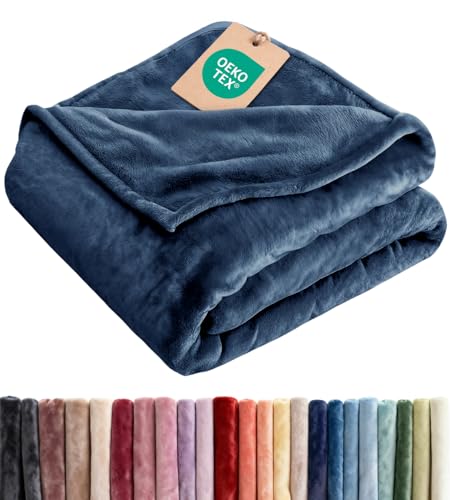 Ultra Soft Fleece Blanket Twin XL Size - Flannel Fleece Luxury Twin XL Blanket - Lightweight for Couch Bed Chair - Thick Warm and Breathable - All Season Cozy Anti-Static Microplush Bedding Navy