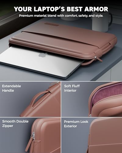 Image of FEDUS ORO Premium Vegan Leather Laptop Sleeve Bag Case 13.3 inch, Shockproof Office Laptop Cover Pouch Carrying Bag with Accessory Pocket & Handle for MacBook, HP, Dell, Lenovo, Asus for Men & Women