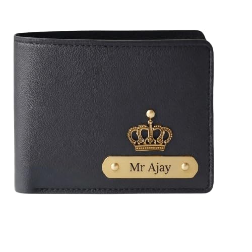 Genuine Leather Men’s Wallet with King Logo & Custom Name Plate | Metal Charm & RFID Blocking Bifold Purse | Gift for Birthday, Valentine, Anniversary - Office & Daily Use (Black)-image-19