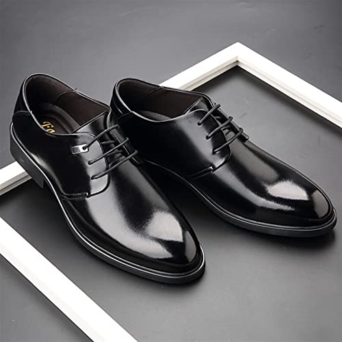 Battle Men Men's Height Increasing Elevator Shoes -2.4 Inches Taller Formal Dress Shoes Genuine Leather Pointed Toe Block Heel Solid Color Formal Men3