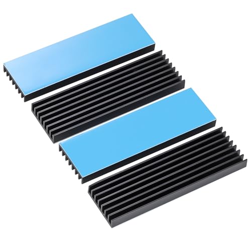 4Pcs Black Aluminum Heat Sink with Thermal Conductive Adhesive Tape, 70×22×6mm Heatsink Cooler for Cooling M.2 Drive PC/PS5 SSD