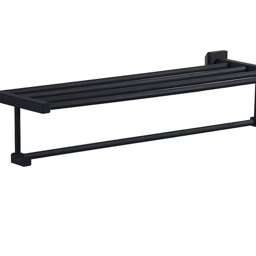 Estante de toallas de aluminio rUrEu negro con rejilla de baño minimalista