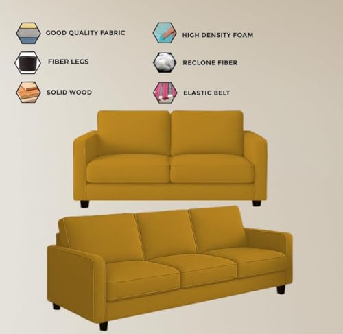 Image of The MM Furniture store Premium Fabric Sofa - Dirty Gold (3+2 Seater)