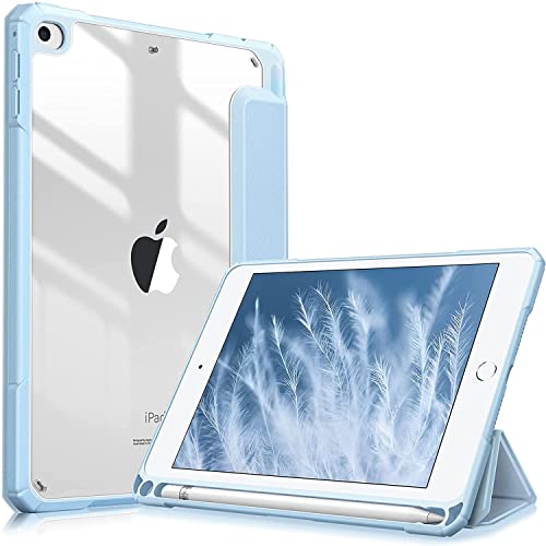 Image of SwooK Hybrid Case for 7.9 inch iPad Mini 5 /4 - Clear Back Shell Flip Cover (Sky Blue)
