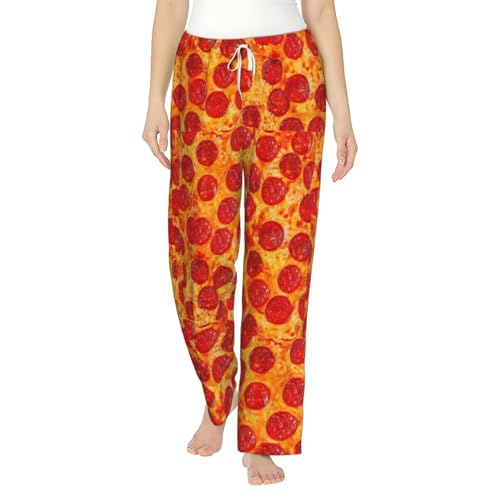 Pantalon pyjama pizza femme en flanelle de coton douce avec poches